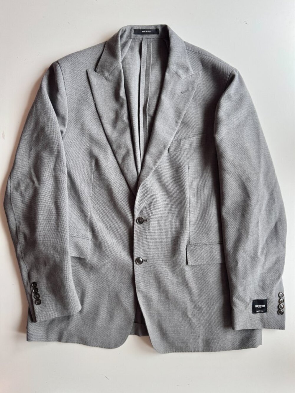 TODD SNYDER Charcoal Grey Italian Wool Hopsack Peak Lapel Sport Coat, Size 44R - Picture 3 of 15